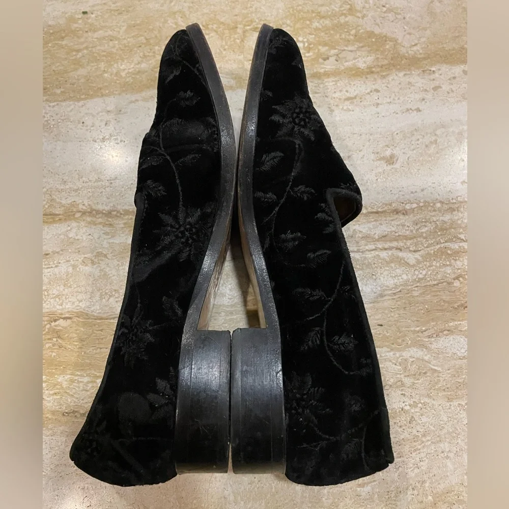 Yves Saint Laurent Italian Made Black Velvet Embroidered Loafers - Picture 7 of 9